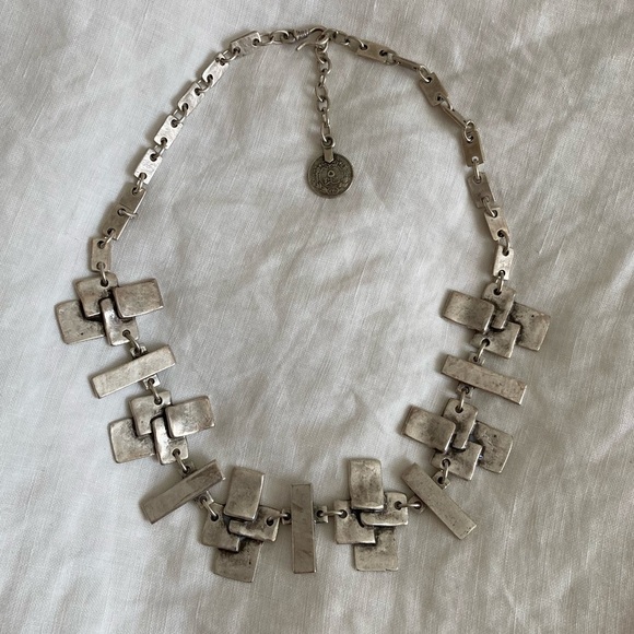 Jewelry - Omani Silver Chunky Crosshatch Statement Necklace